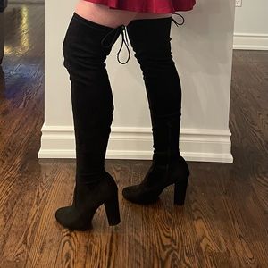 Lulus black faux suede thigh high boots - never worn!